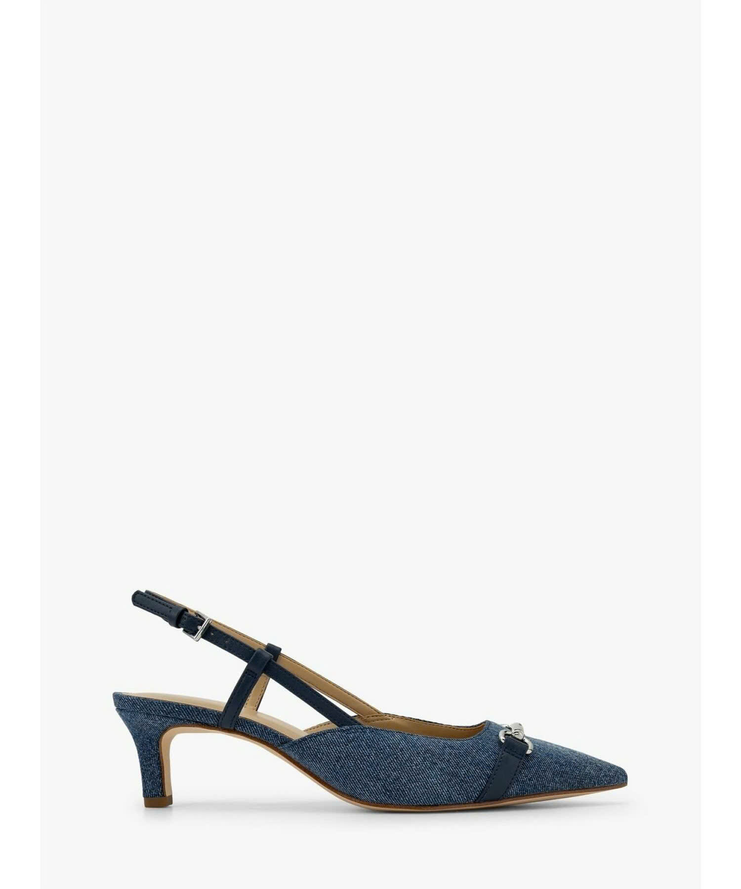 Slingback MK màu xanh bò logo bạc - 49S6CRMP1D - đế 5p