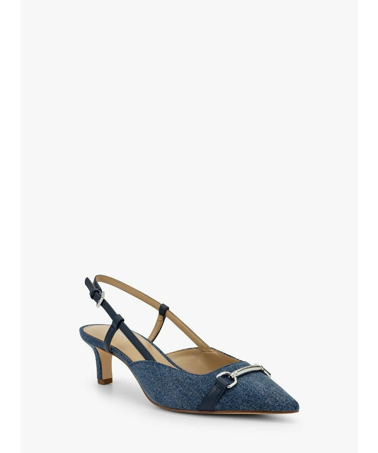 Slingback MK màu xanh bò logo bạc - 49S6CRMP1D - đế 5p