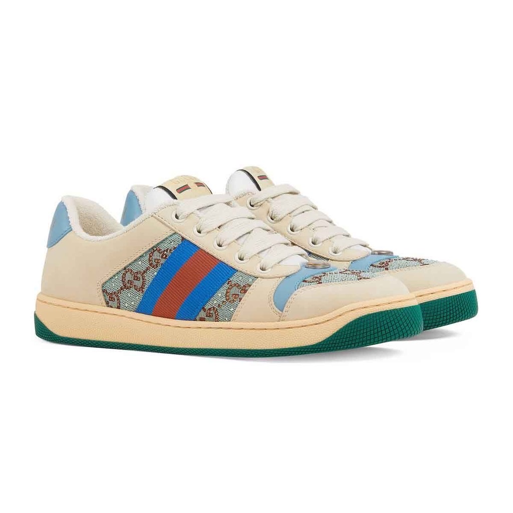 Sneaker GG màu be phối xanh đính đá - SNV