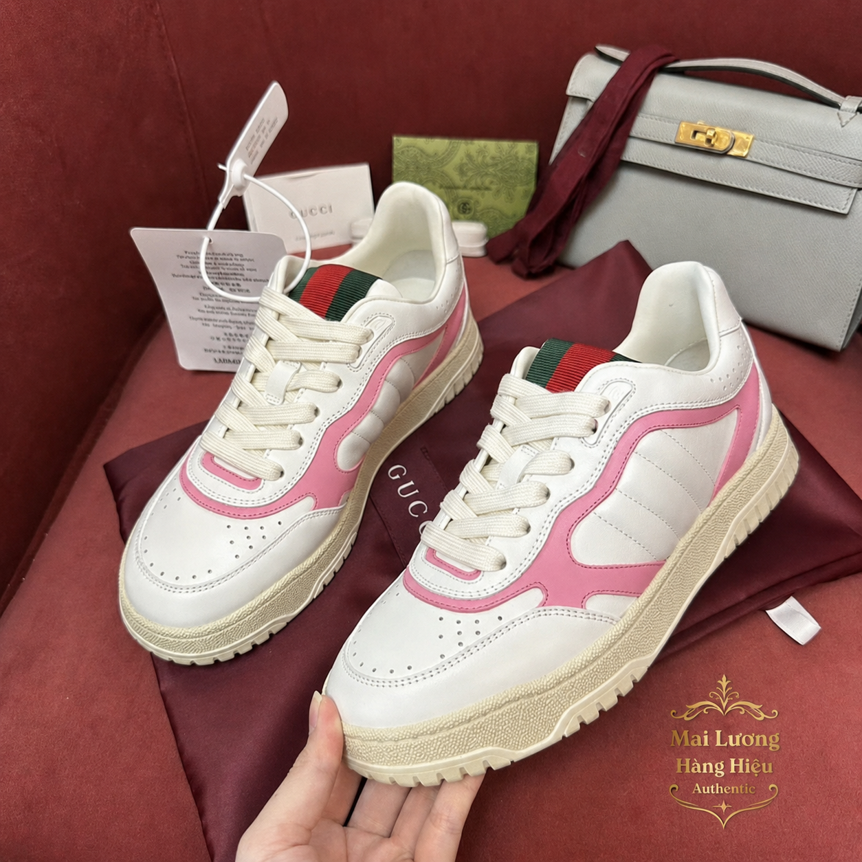Sneaker GG nữ Re-Web Hồng - 785728