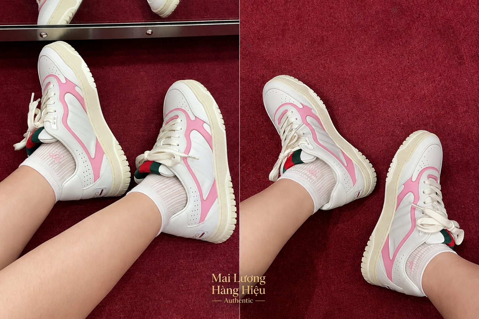 Sneaker GG nữ Re-Web Hồng - 785728