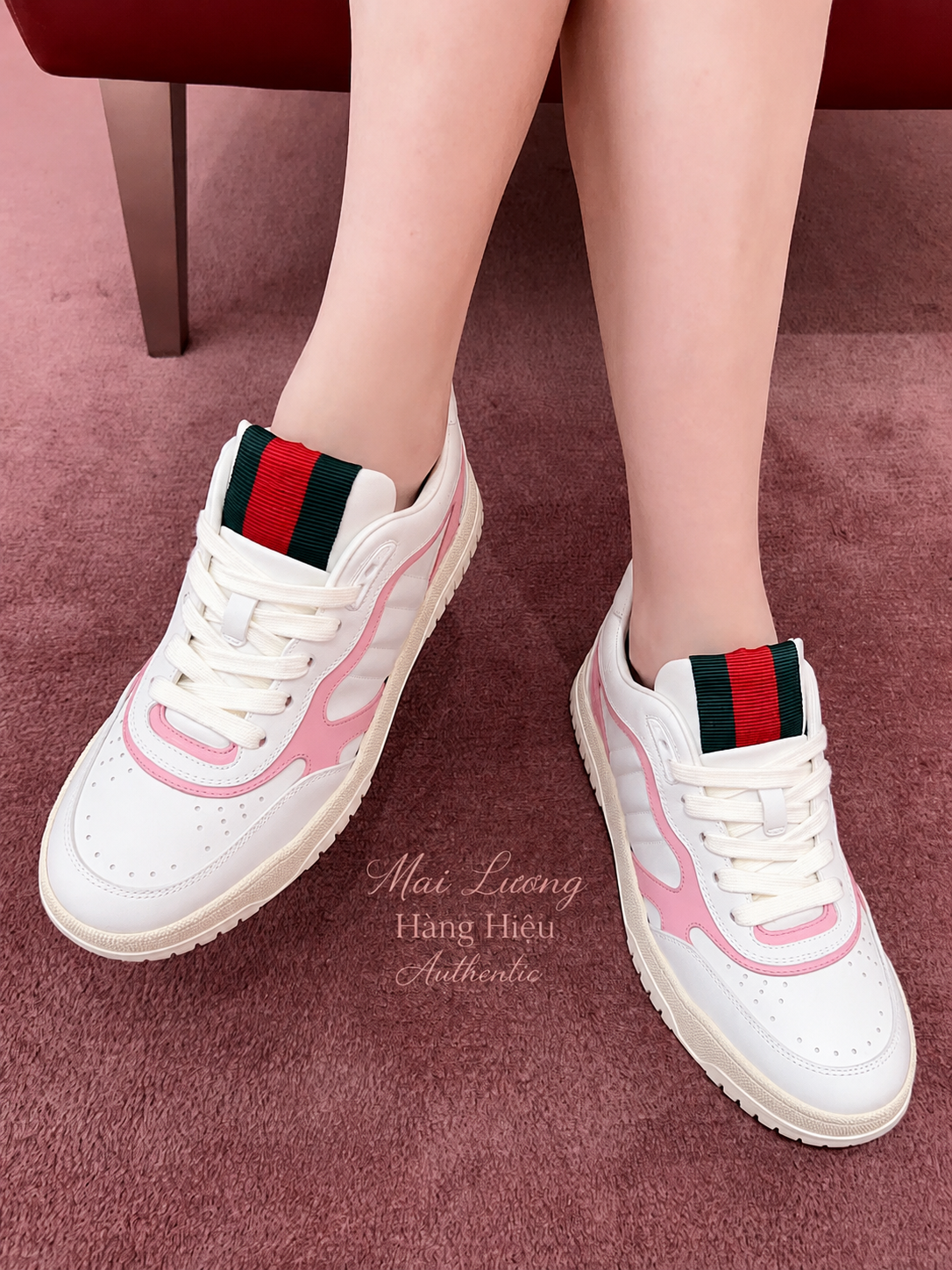 Sneaker GG nữ Re-Web Hồng - 785728