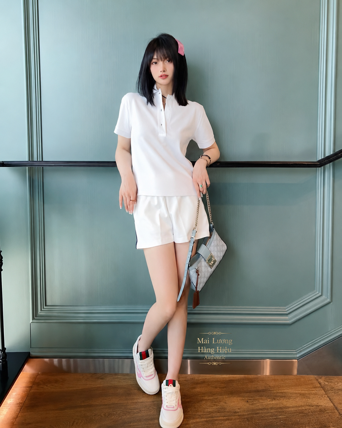 Sneaker GG nữ Re-Web Hồng - 785728