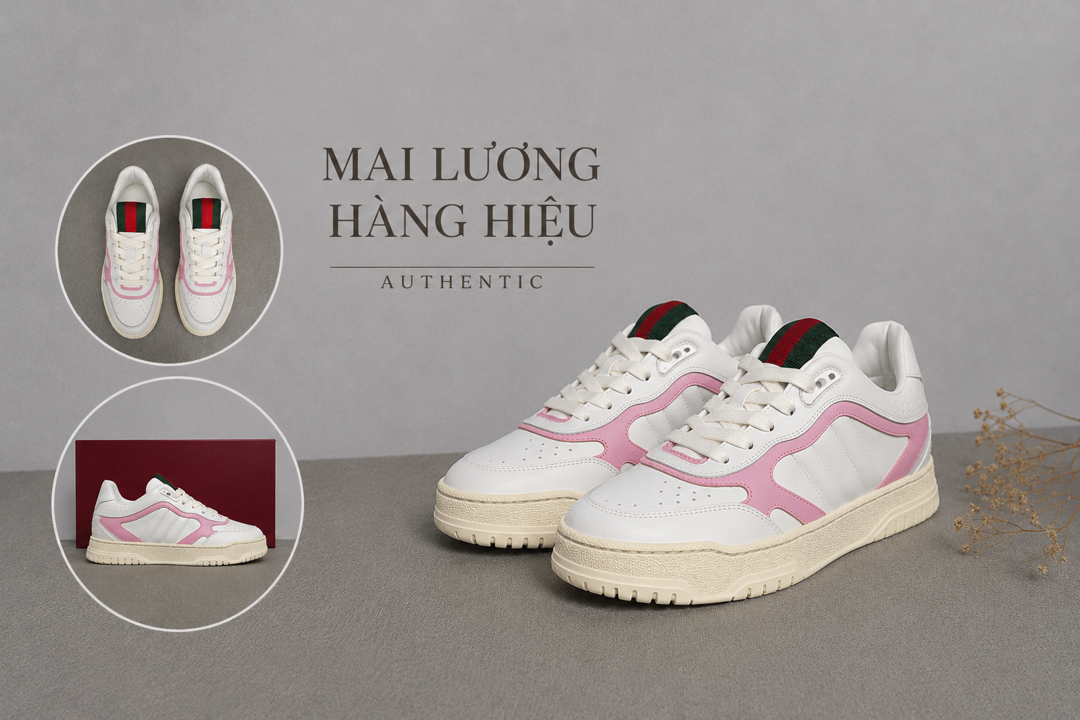 Sneaker GG nữ Re-Web Hồng - 785728