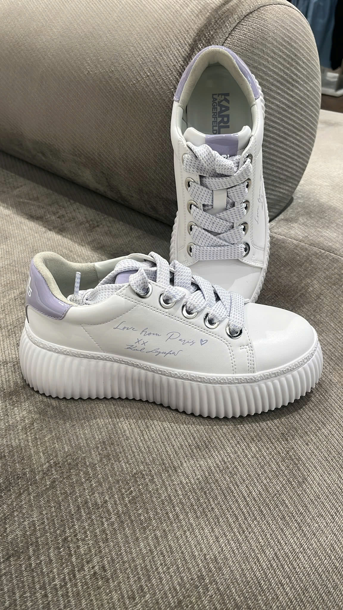 Sneaker Karl Lagerfeld Kreeper Love From Paris chữ tím KLL94316