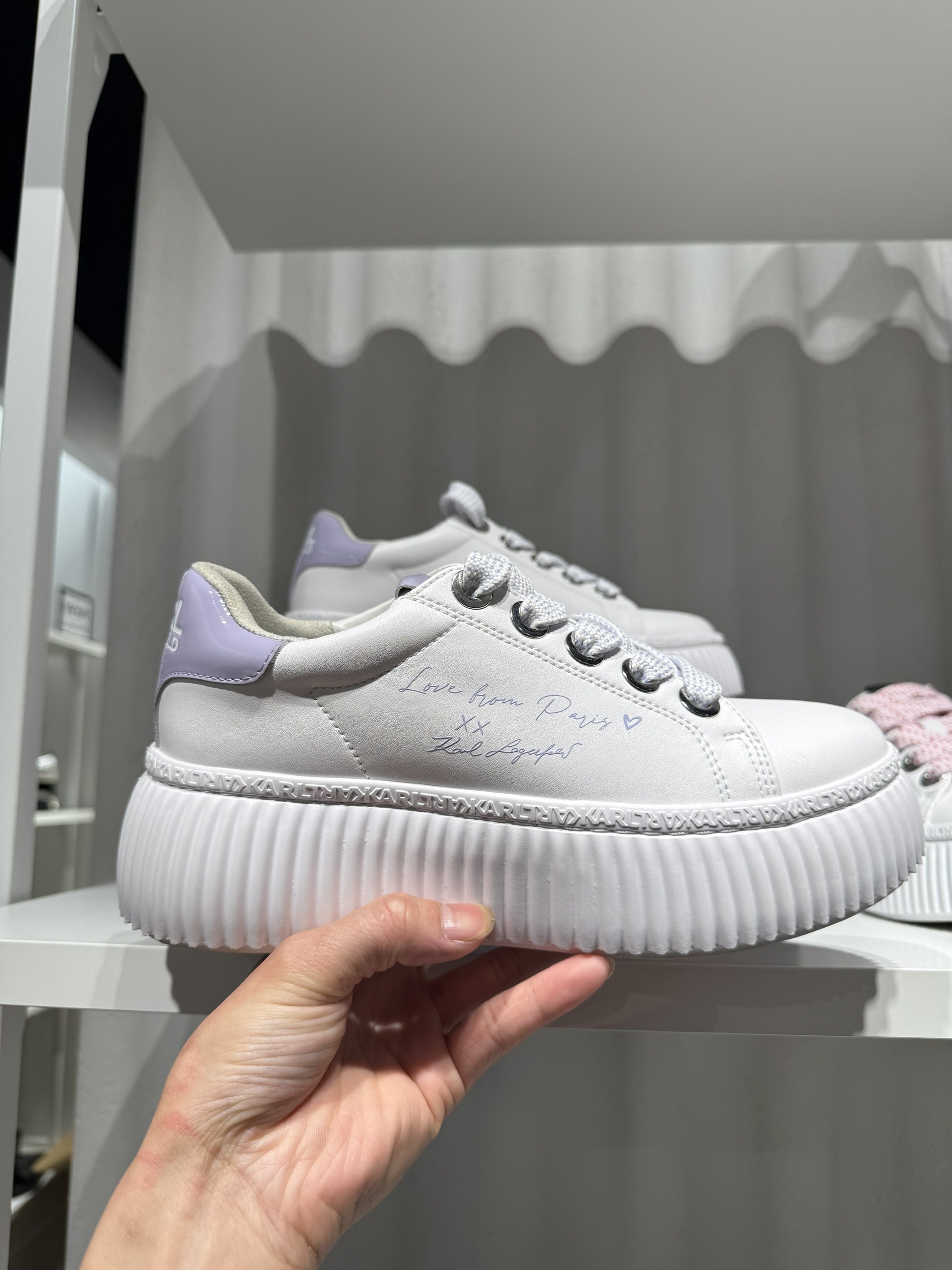 Sneaker Karl Lagerfeld Kreeper Love From Paris chữ tím KLL94316