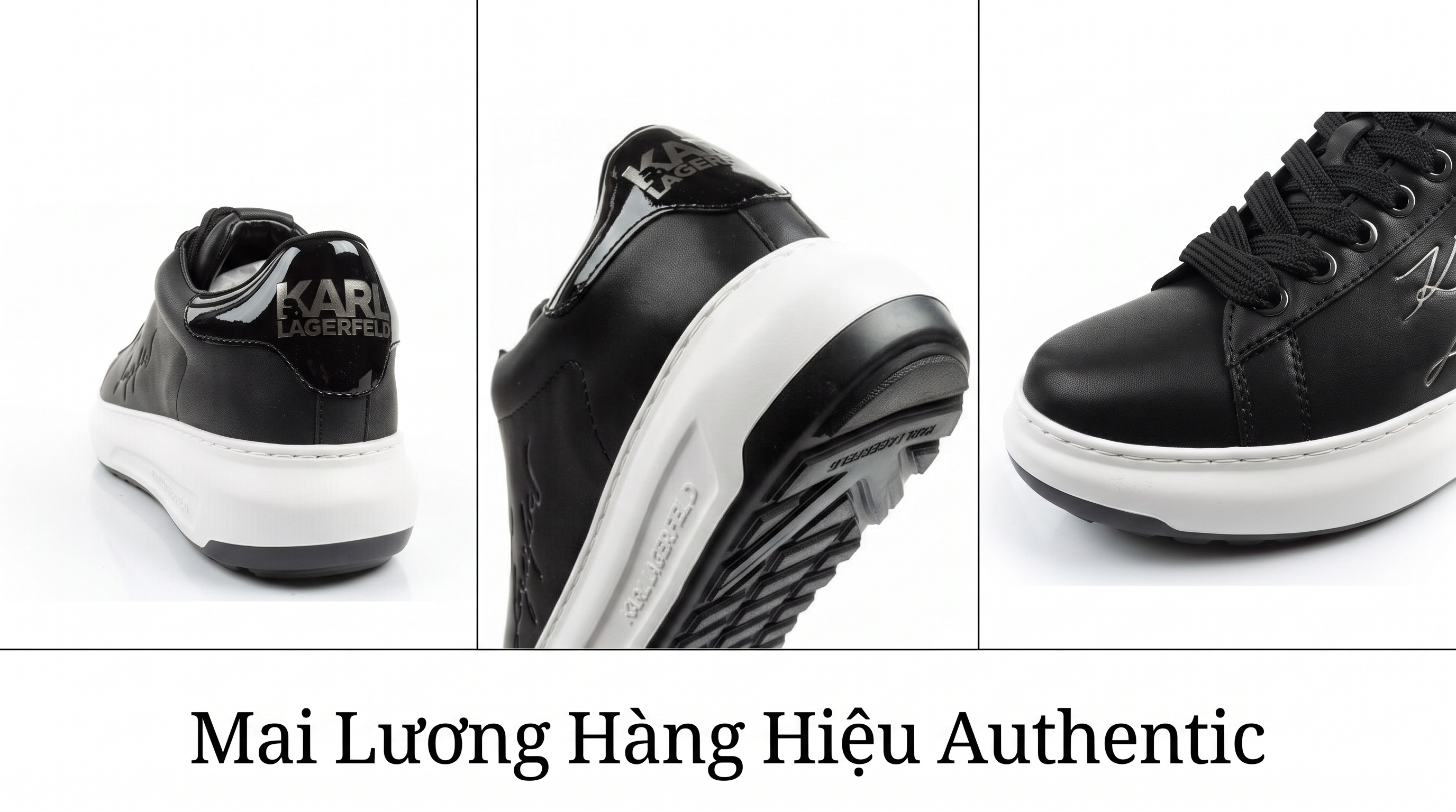 Sneaker Karl nam đen đế trắng logo chữ ký - KLL95725