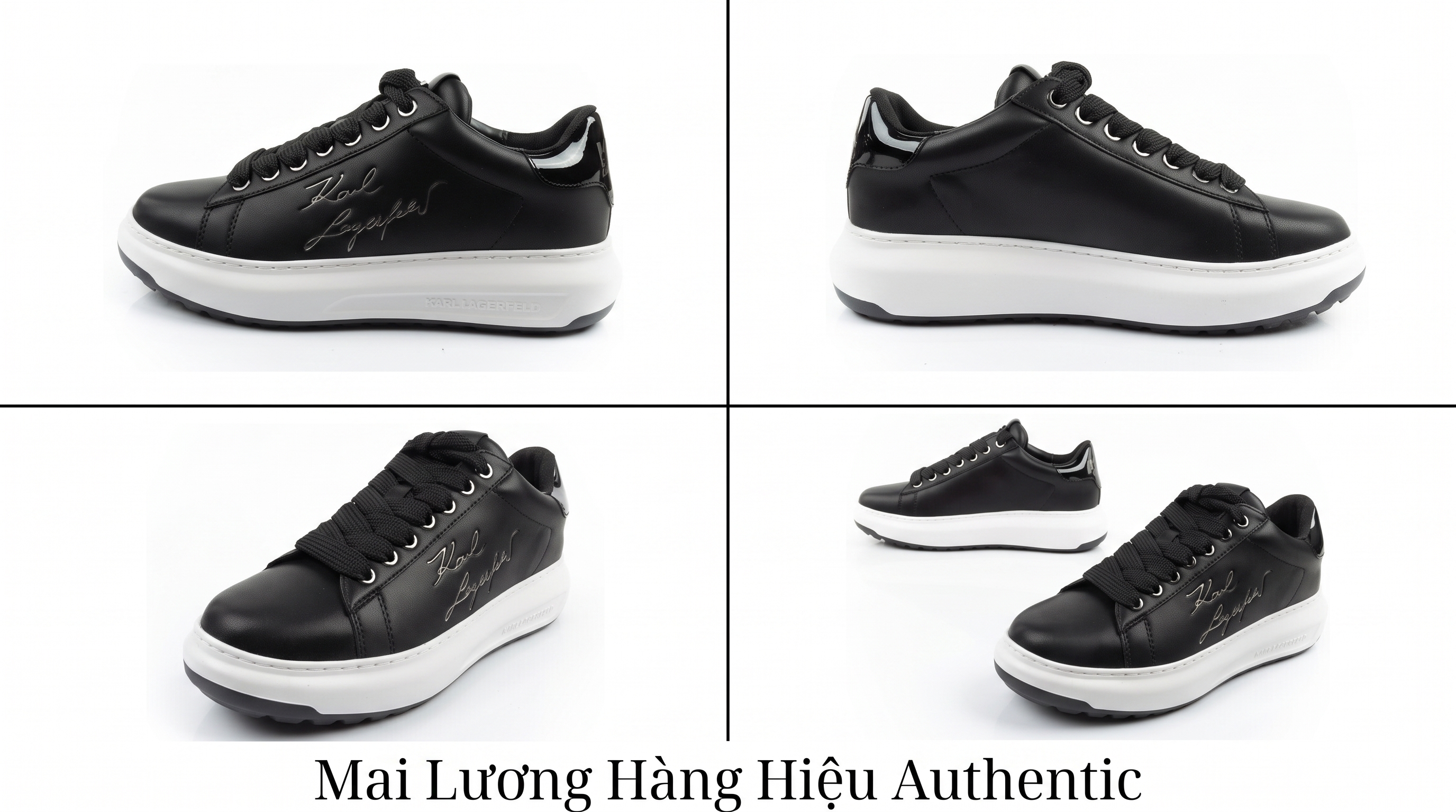 Sneaker Karl nam đen đế trắng logo chữ ký - KLL95725
