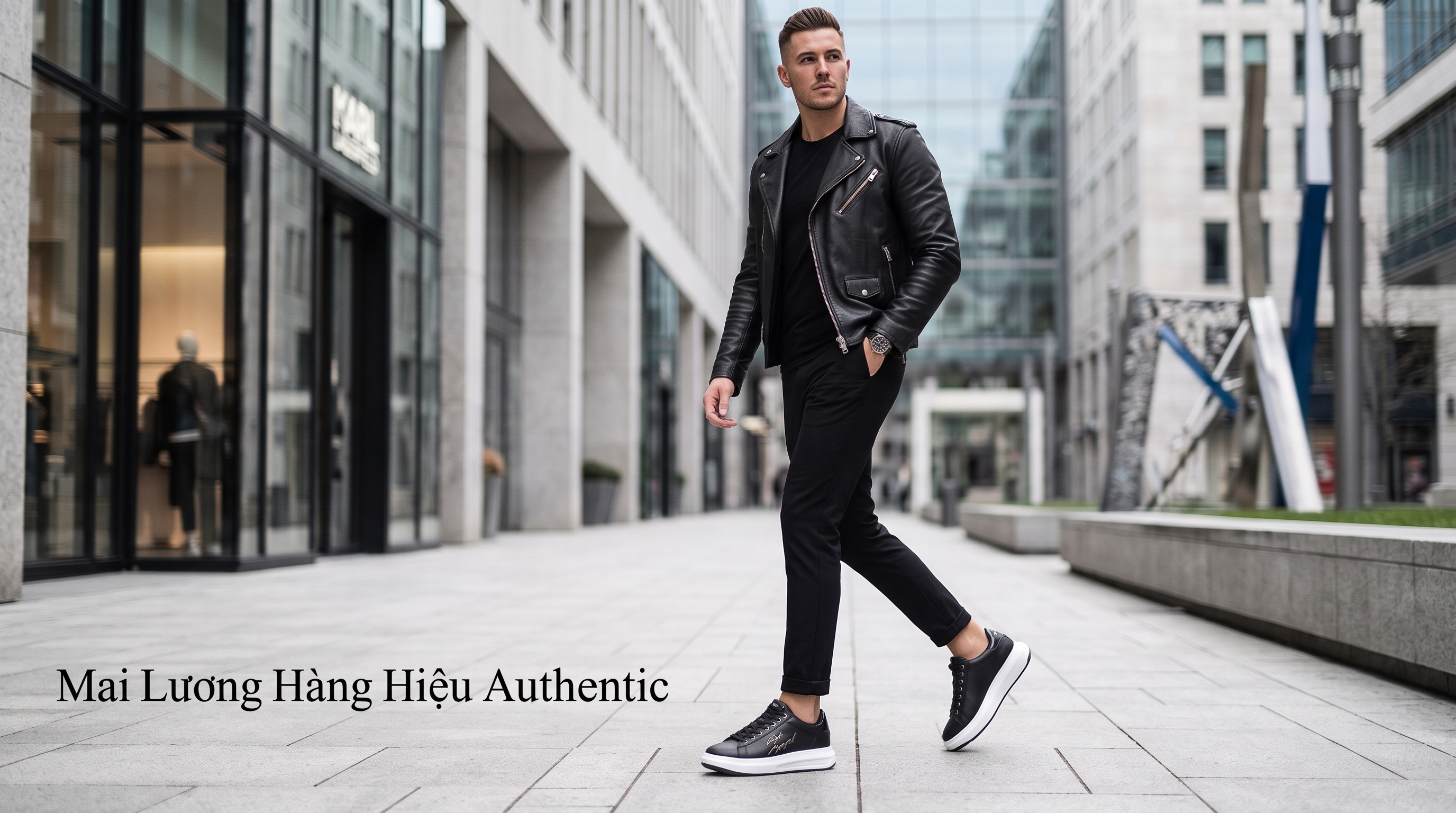 Sneaker Karl nam đen đế trắng logo chữ ký - KLL95725