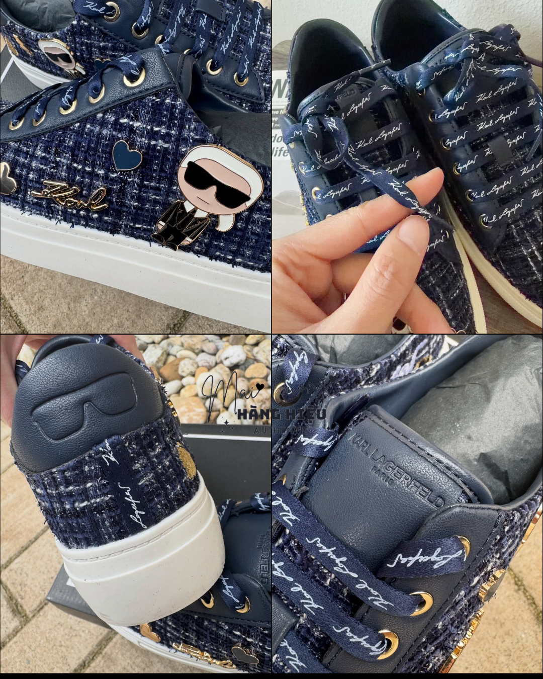 Sneaker Karl xanh tím than đế trắng + charm KL357740