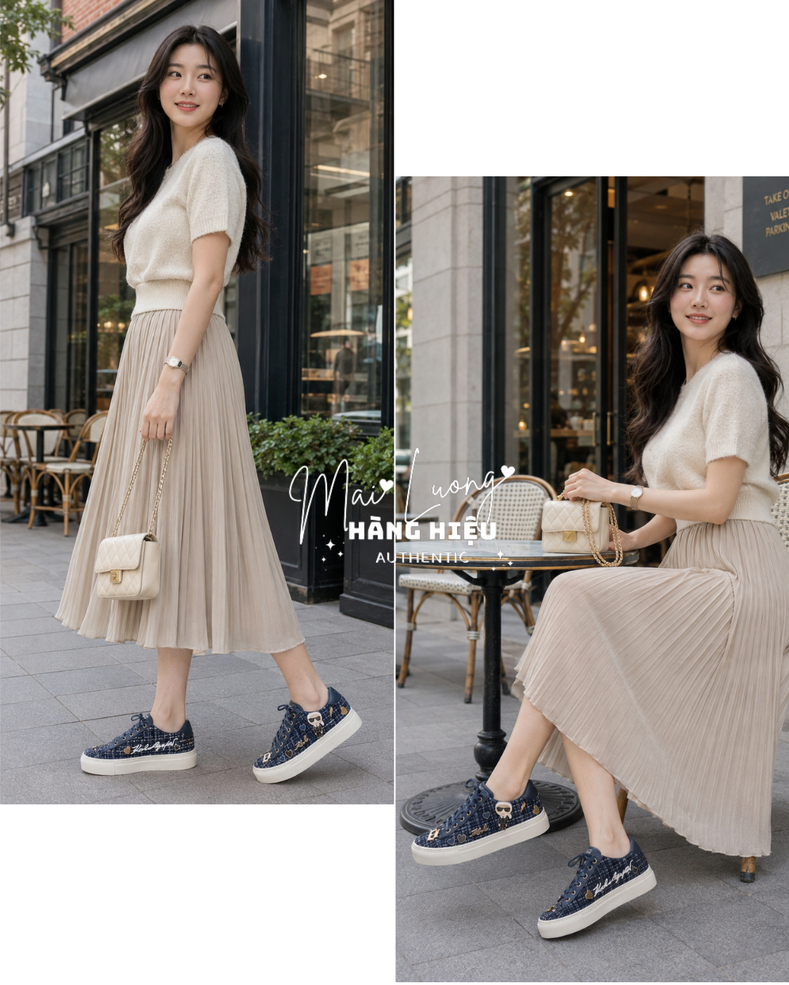Sneaker Karl xanh tím than đế trắng + charm KL357740
