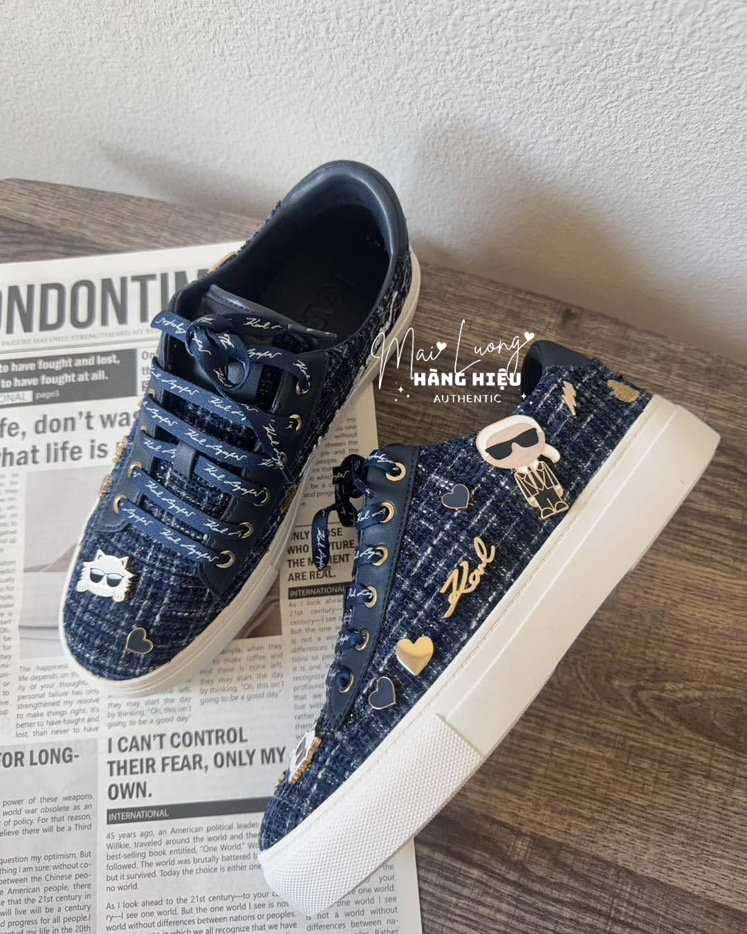 Sneaker Karl xanh tím than đế trắng + charm KL357740