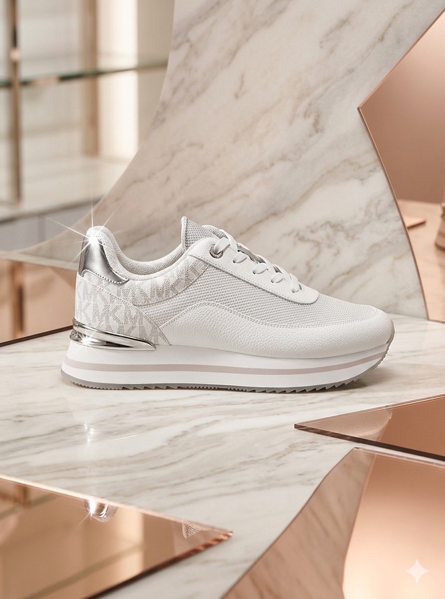 Sneaker MK trắng gót bạc - 49T5HAFS1D