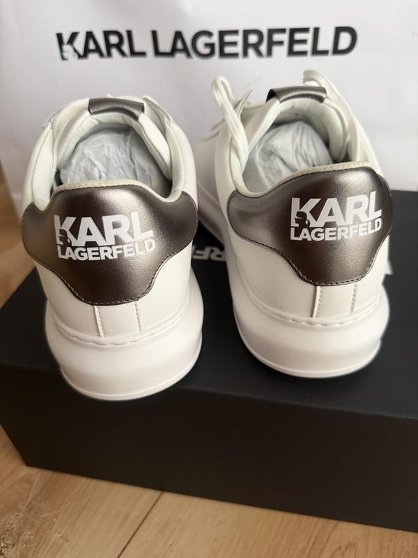 Sneaker karl nam trắng logo K gót xám - KL95510K