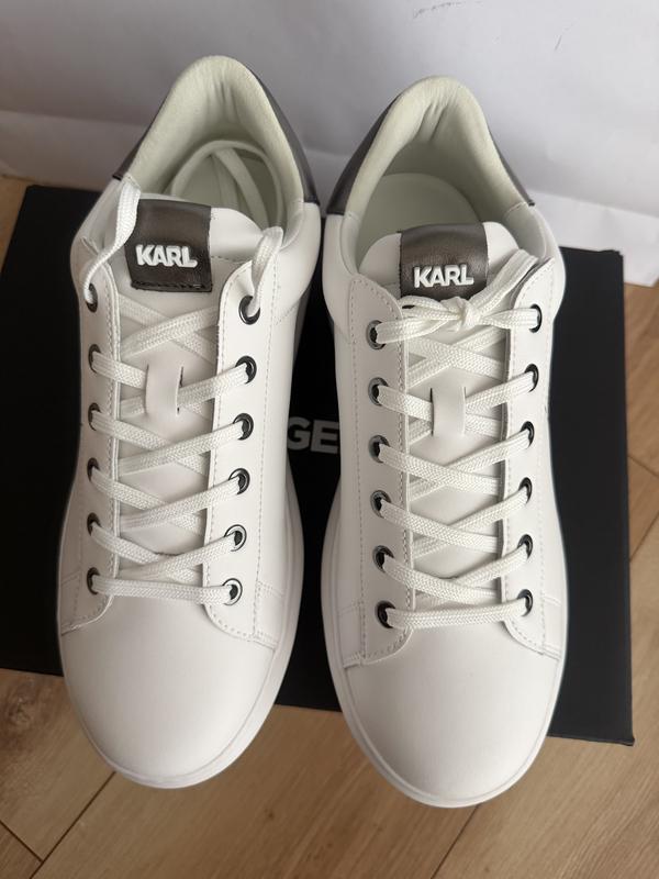 Sneaker karl nam trắng logo K gót xám - KL95510K