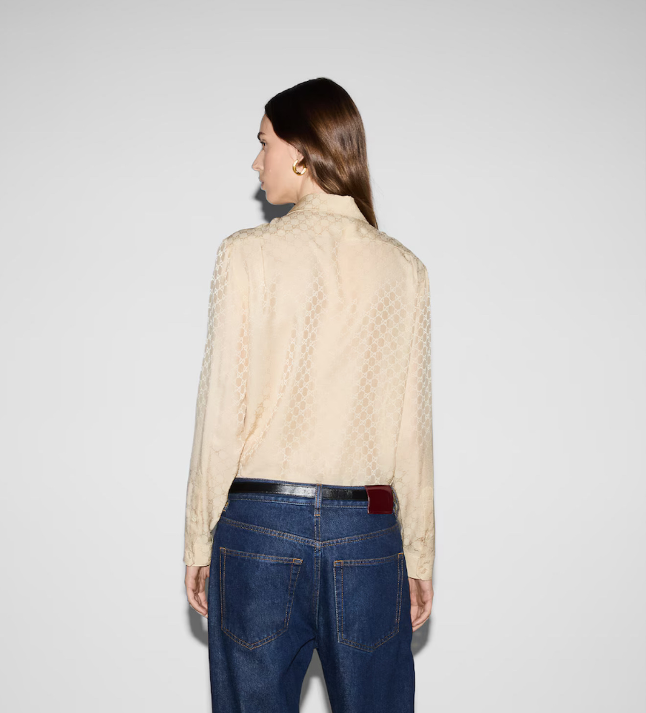 Sơ mi GG màu vàng nhạt full logo - SNV - 720539