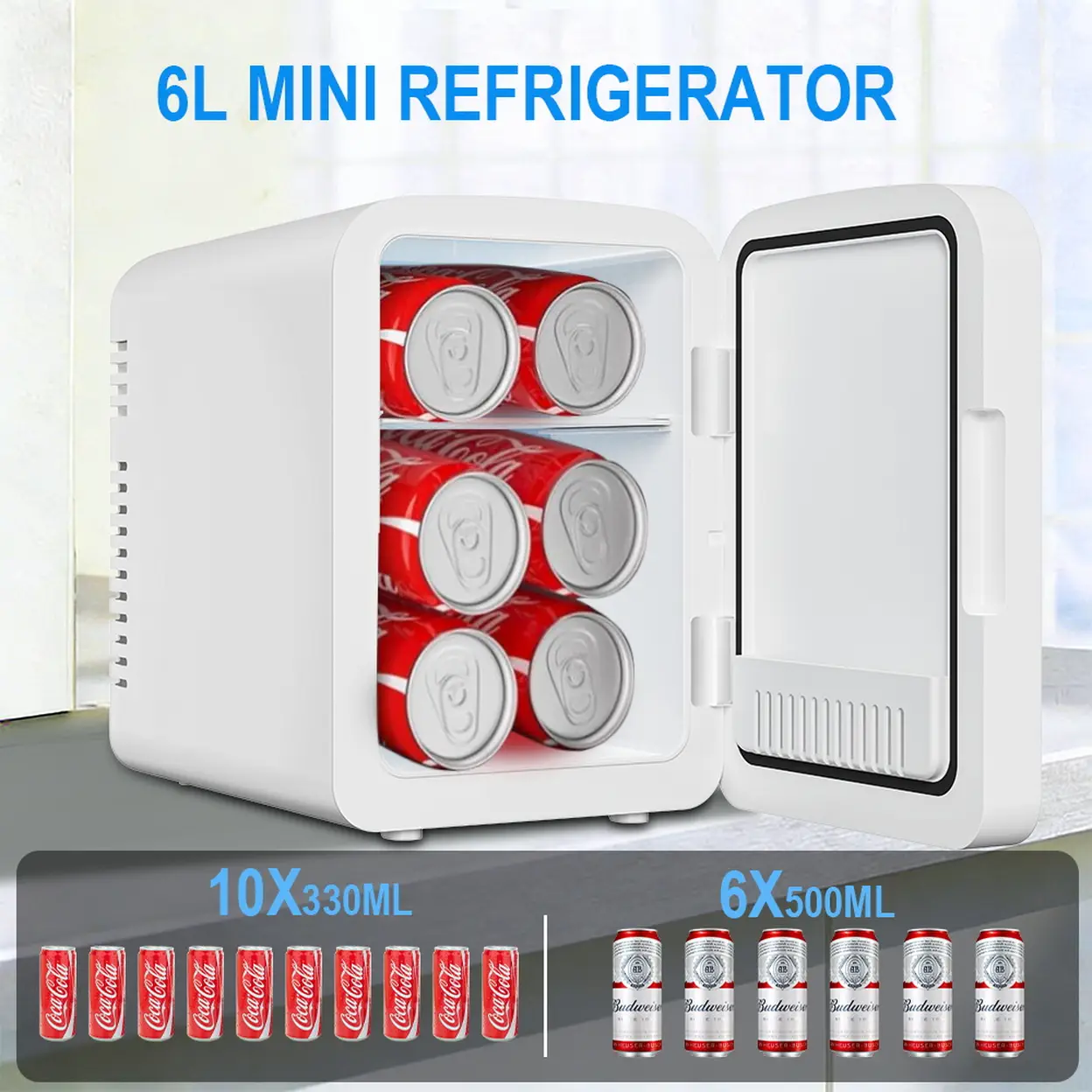 Tủ lạnh mini EAFC 6L có gương - trắng (20x21x14 diện tích trong của tủ)