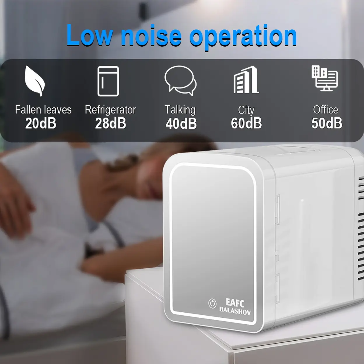 Tủ lạnh mini EAFC 6L có gương - trắng (20x21x14 diện tích trong của tủ)