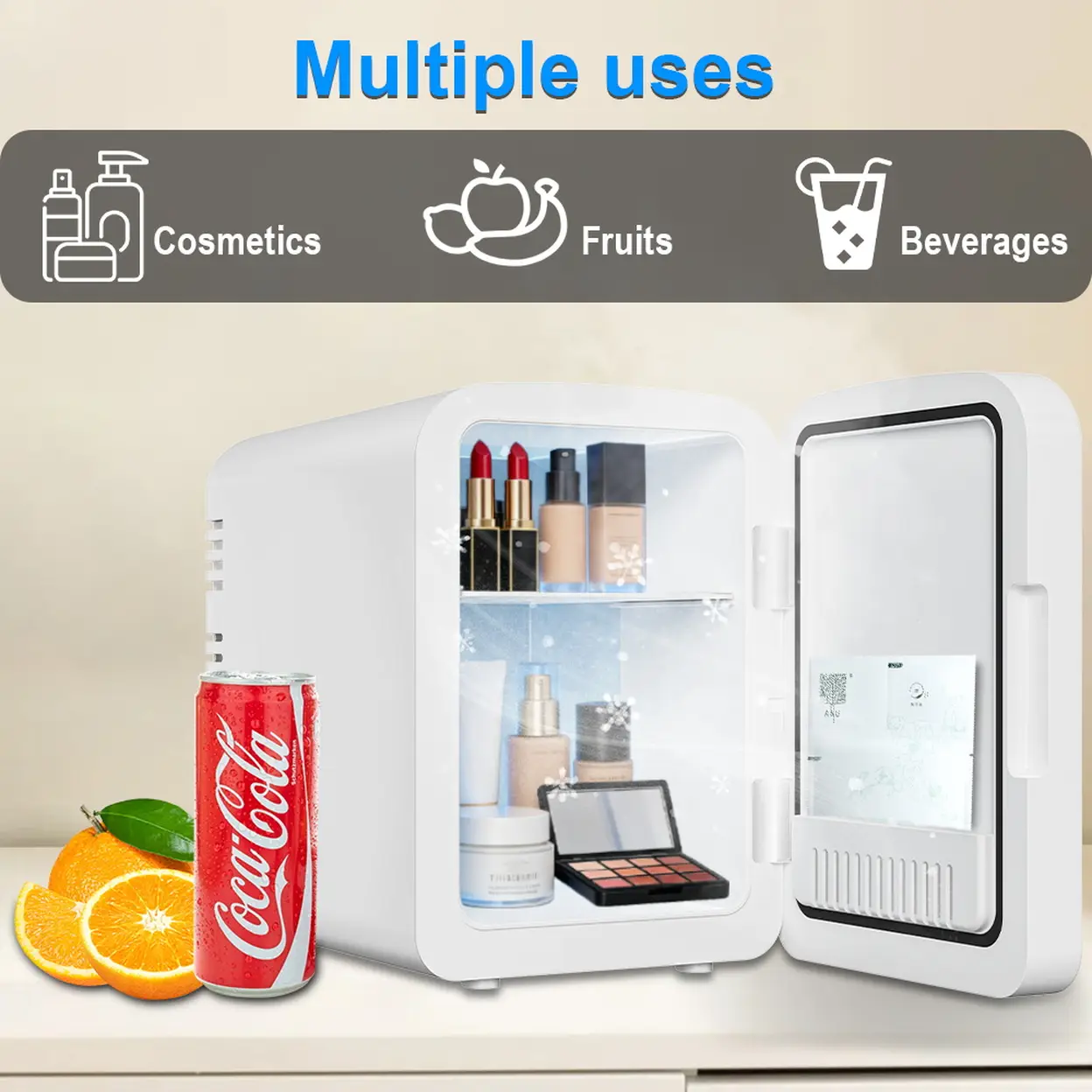 Tủ lạnh mini EAFC 6L có gương - trắng (20x21x14 diện tích trong của tủ)