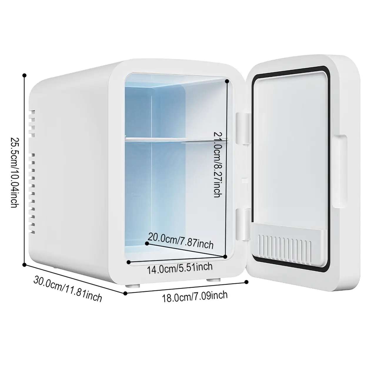 Tủ lạnh mini EAFC 6L có gương - trắng (20x21x14 diện tích trong của tủ)