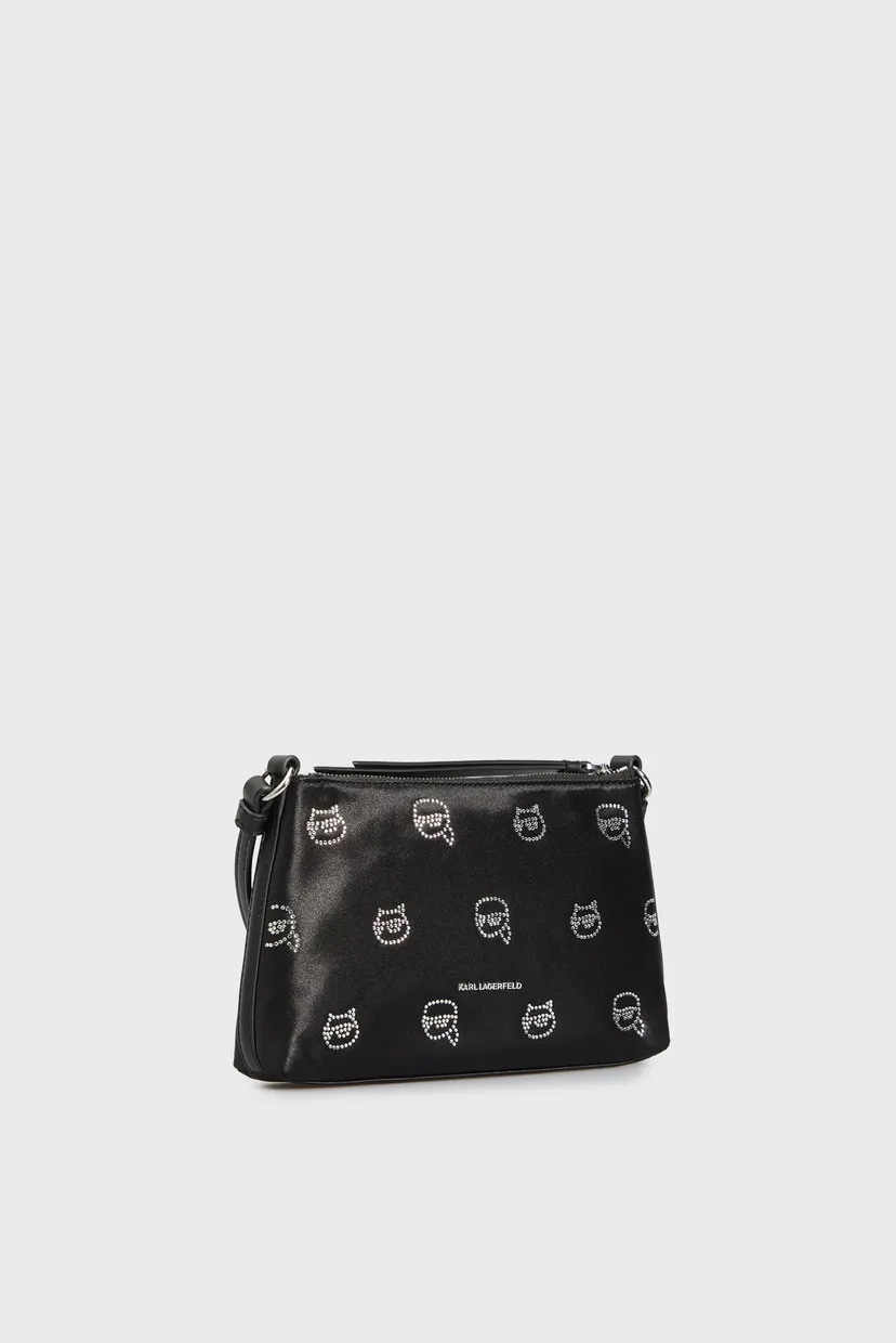 Túi Karl Shinestone Ikonik 2.0 đen logo đính đá - 246W3218 - KT: 22x14 cm