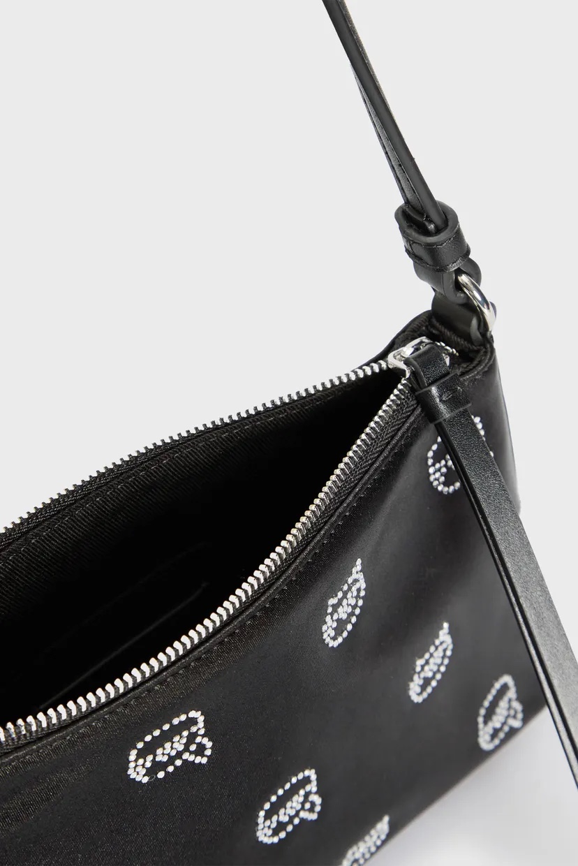 Túi Karl Shinestone Ikonik 2.0 đen logo đính đá - 246W3218 - KT: 22x14 cm