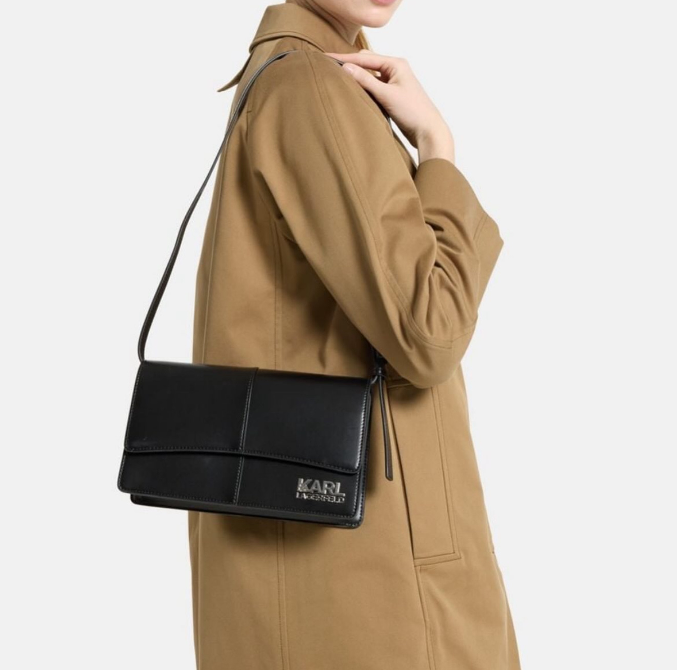 Túi Karl kore màu đen logo bạc - BSW30006 - KT:25x15x7