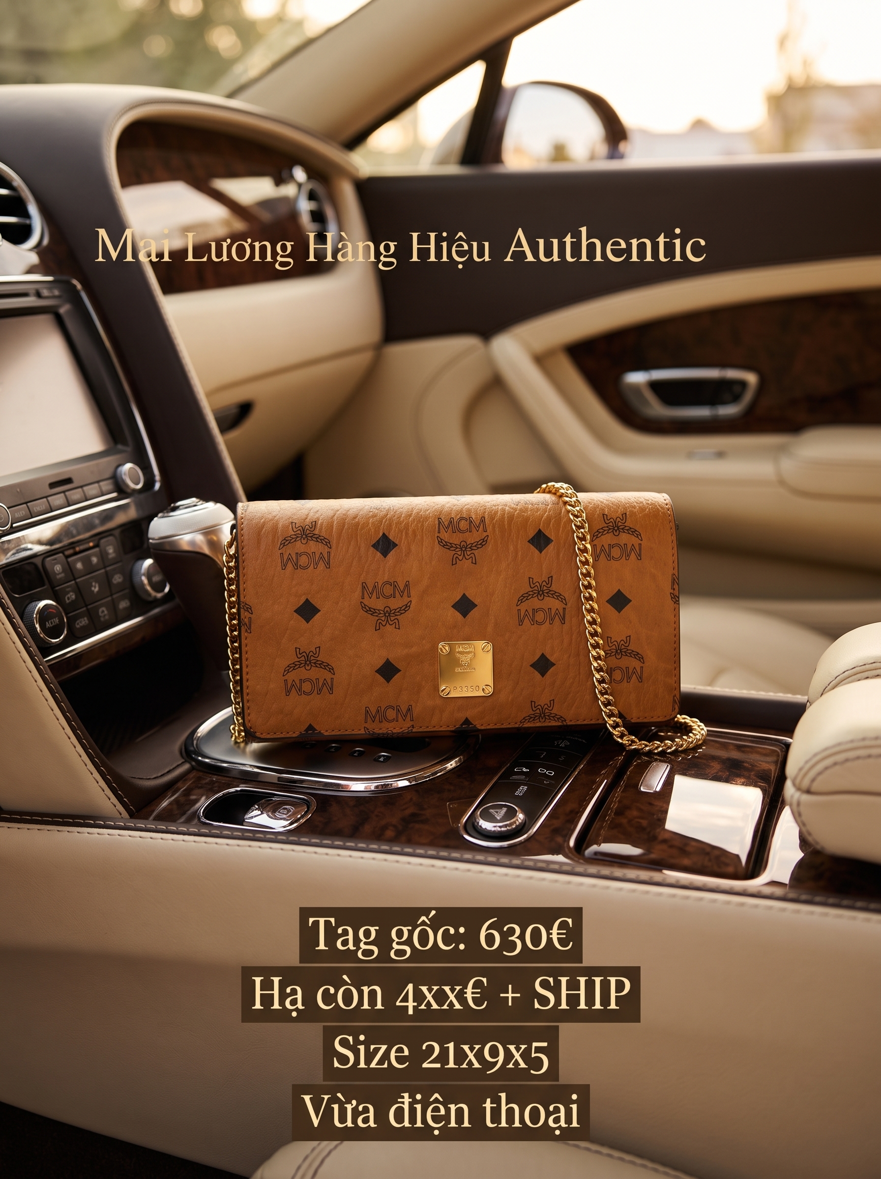 Túi MCM Aren Visetos Crossbody màu cognac họa tiết - 21x9x5