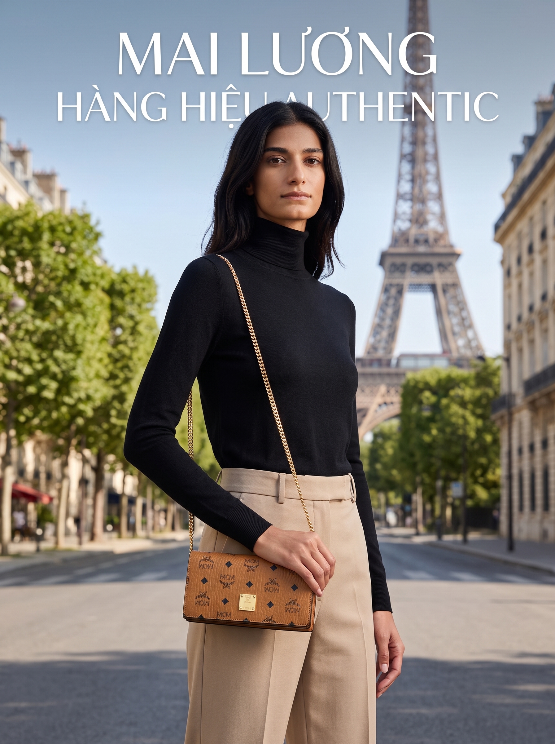Túi MCM Aren Visetos Crossbody màu cognac họa tiết - 21x9x5