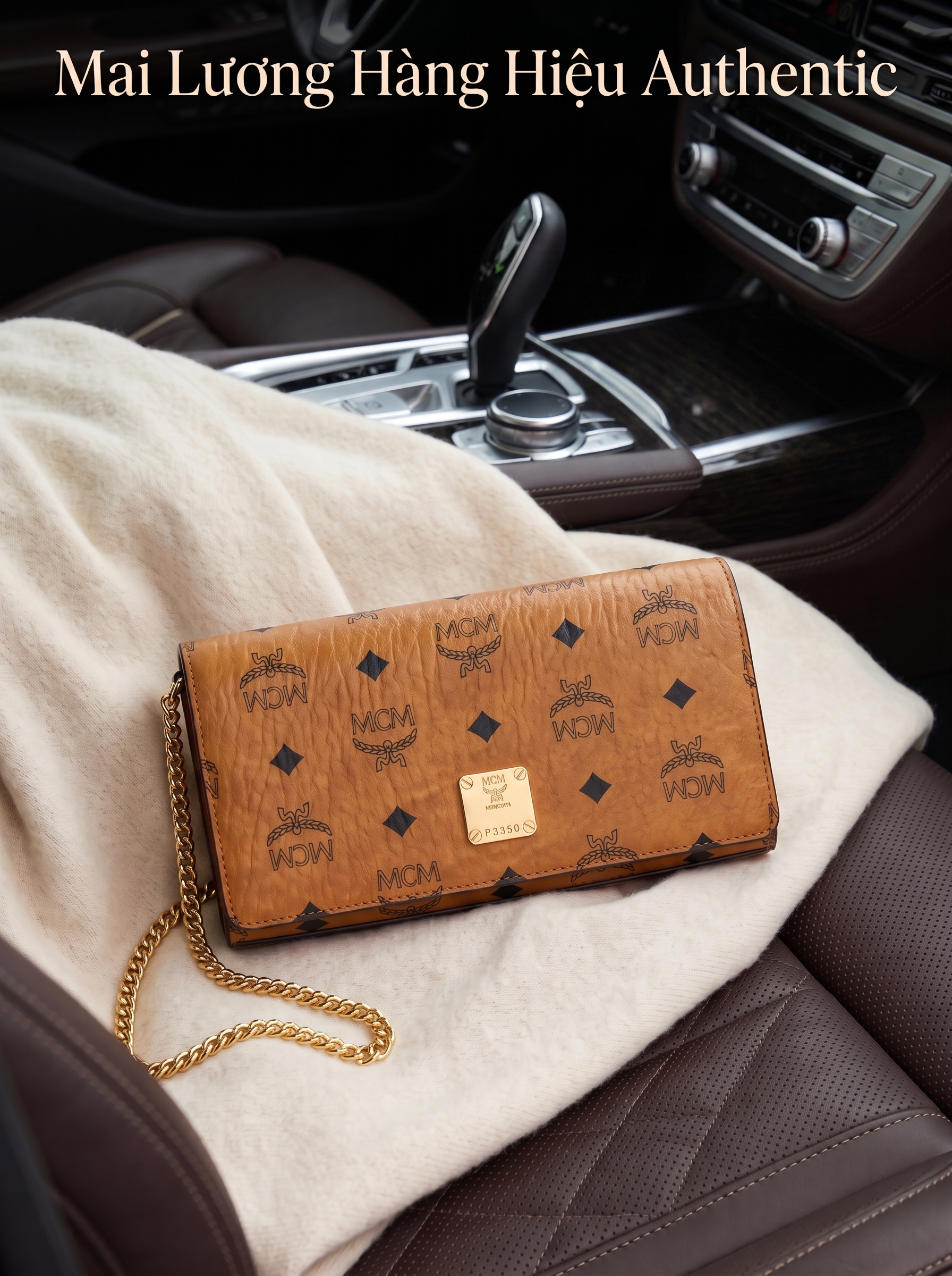 Túi MCM Aren Visetos Crossbody màu cognac họa tiết - 21x9x5