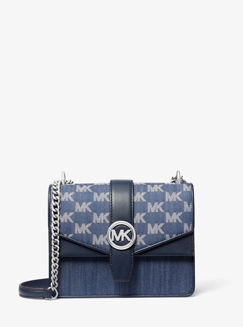 Túi MK Greenwich màu xanh bò logo bạc • KT • 20 x 15 x 7 - 35T5SGRC1J