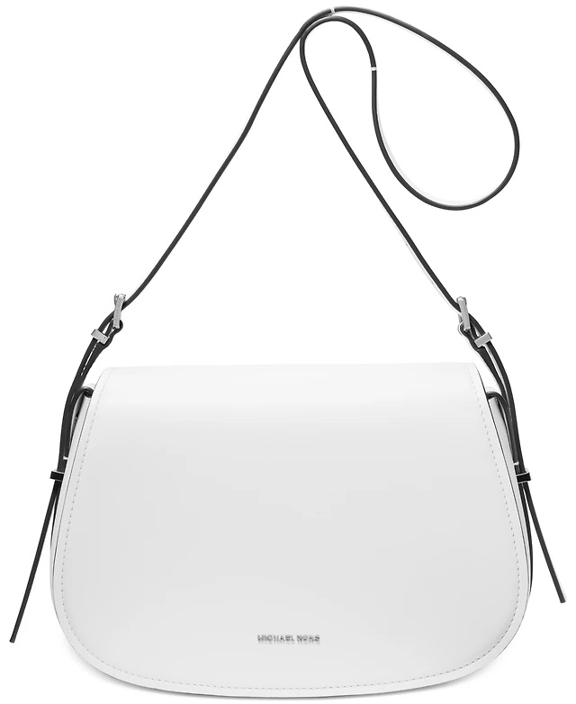 Túi MK Lidia medium trắng logo chữ bạc - 30R5SLOM2L KT • 23 - 27 x 16 x 8