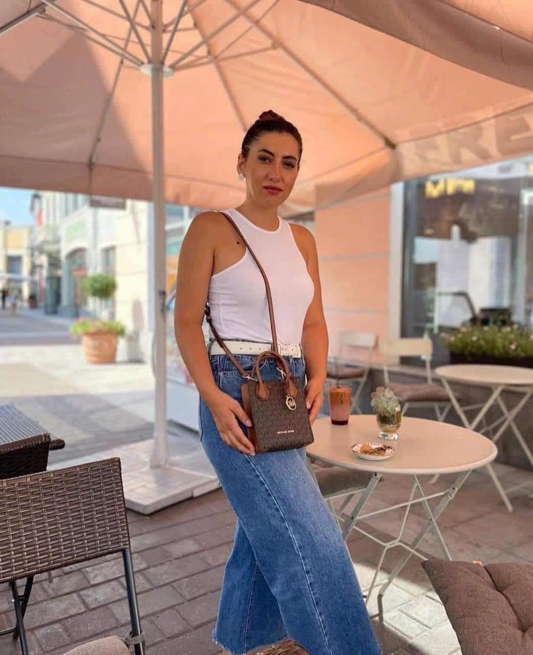 Túi MK Mercer extra small crossbody - nâu logo vàng - 35T1GM9C0L# - nâu (Ngang 14.5, Cao 16, Rộng 6)
