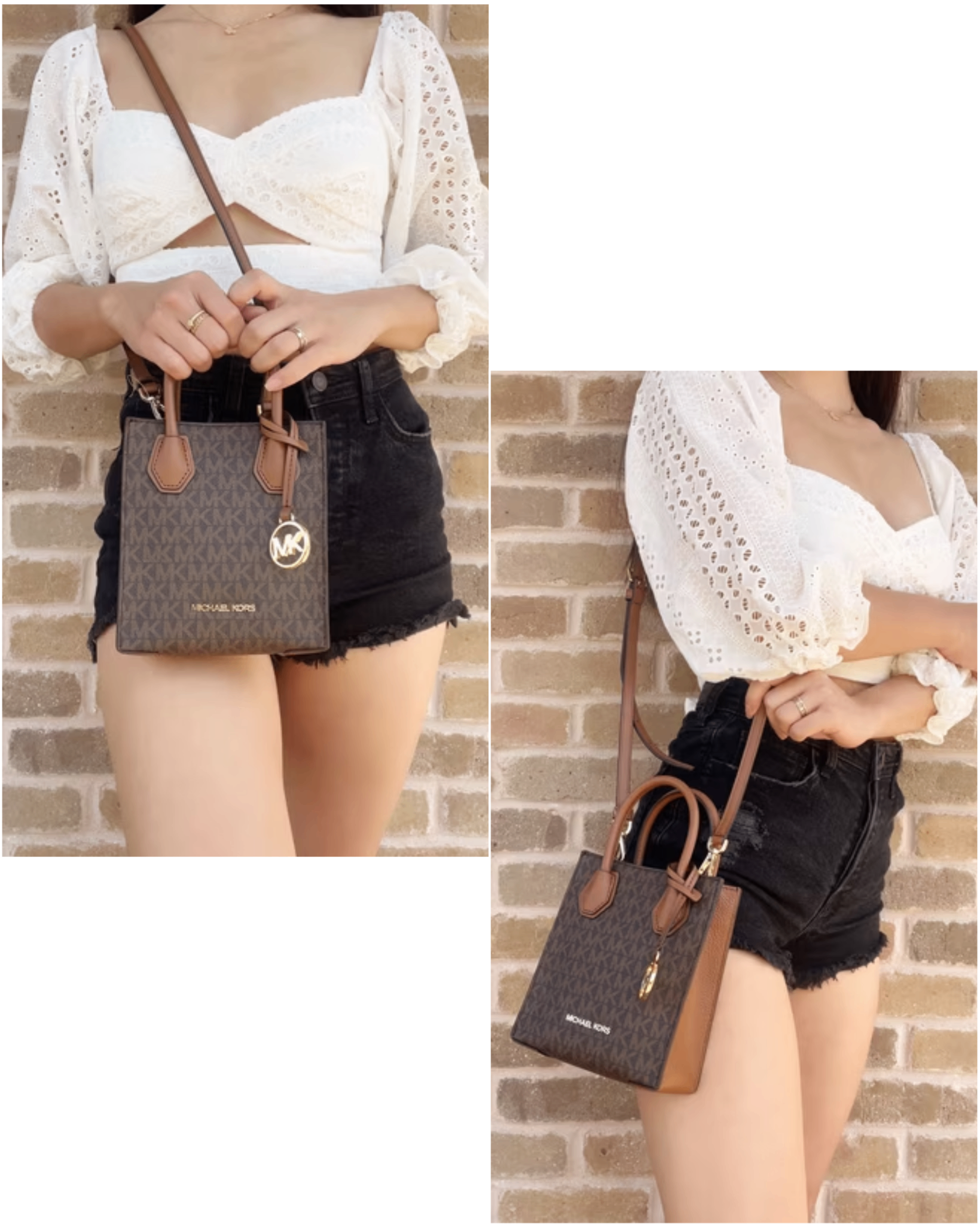 Túi MK Mercer extra small crossbody - nâu logo vàng - 35T1GM9C0L# - nâu (Ngang 14.5, Cao 16, Rộng 6)