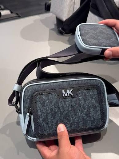 Túi MK cooper Xanh logo viền da -37S6LC0C0B- 20x13x6