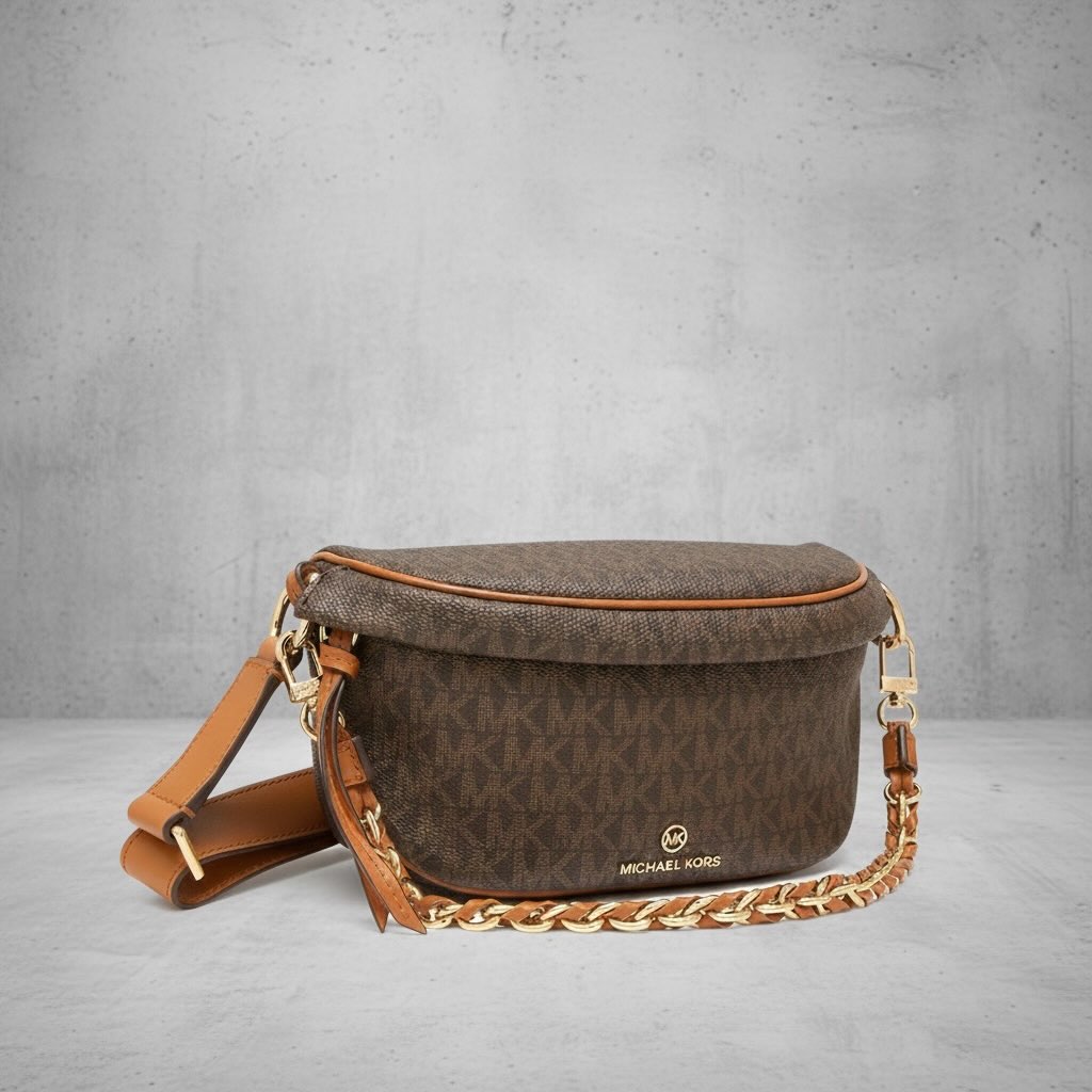 Túi MK slater nâu full logo - 30S2G04M1B# • Sz 21 x 13