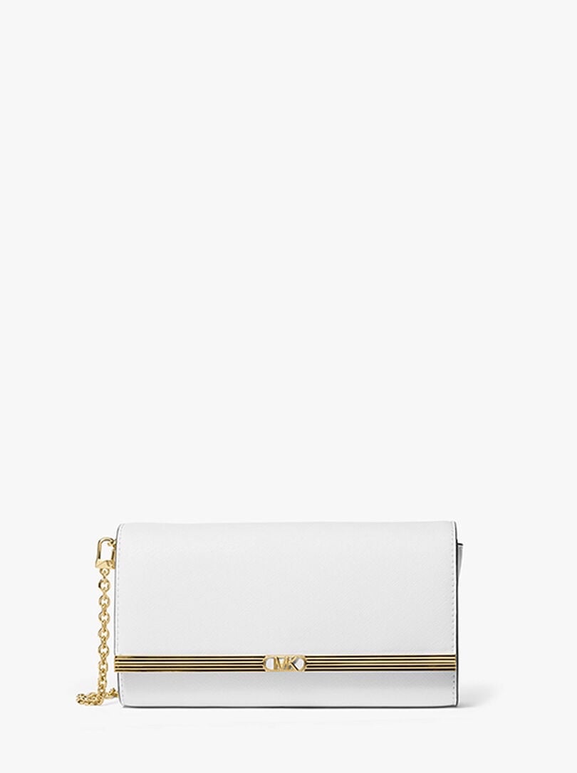 Túi MK wallet on chain trắng logo vàng - 30H3G80C3L • KT • 22 x 10 x 5