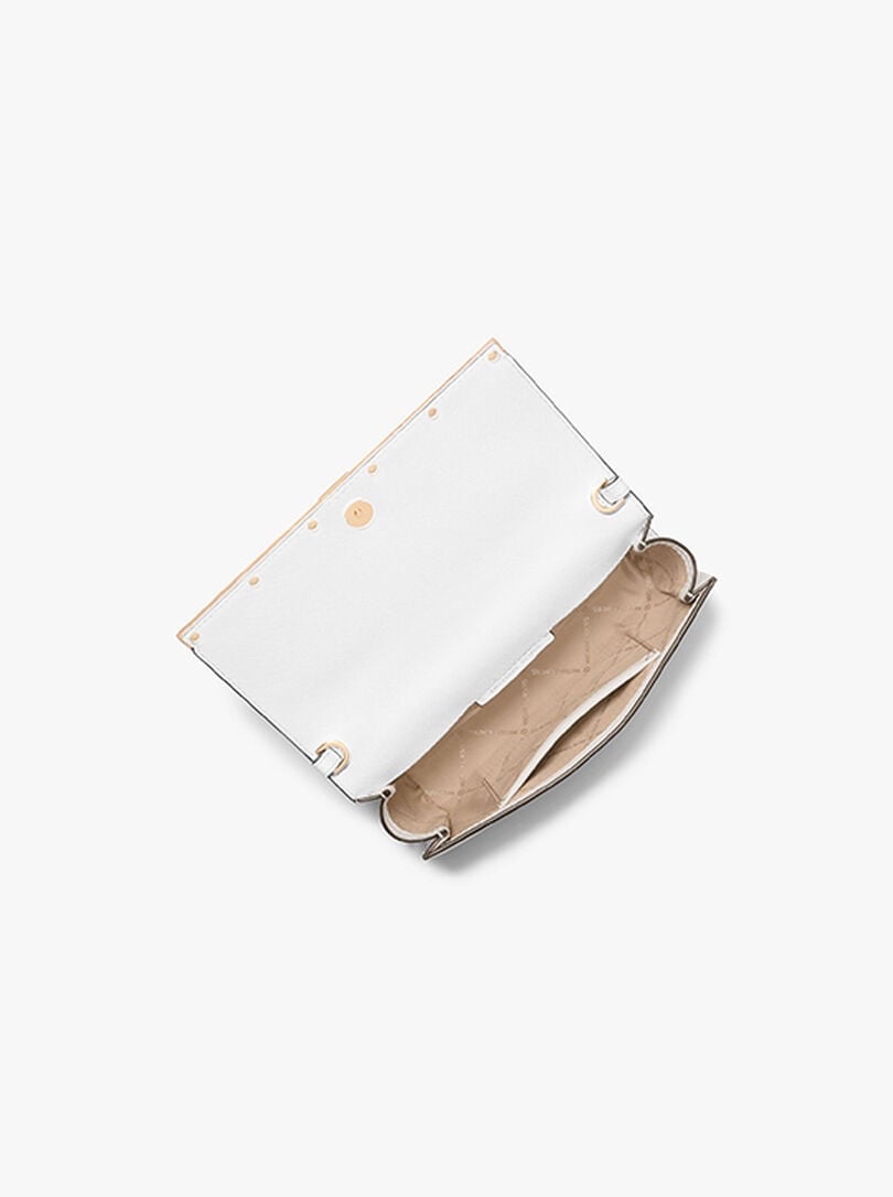 Túi MK wallet on chain trắng logo vàng - 30H3G80C3L • KT • 22 x 10 x 5