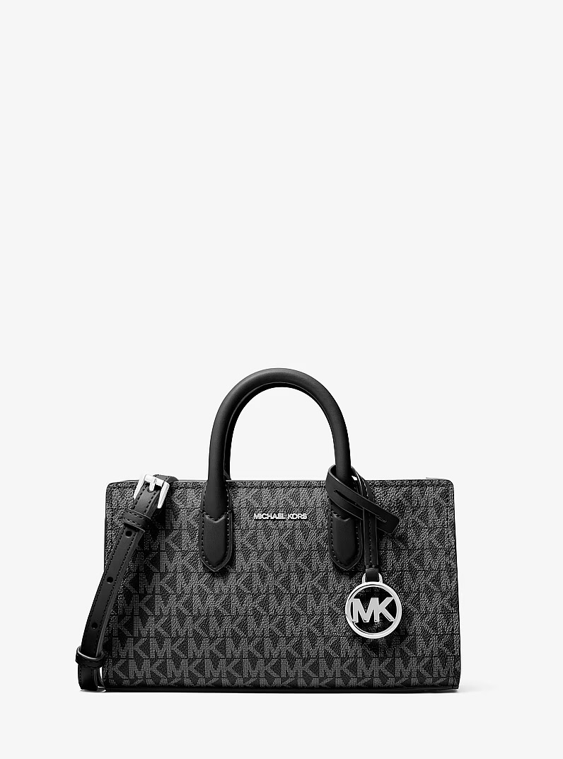 Túi Mk Scarlett màu đen full logo cham bạc 32S6SETCOB - KT: 21*13*7