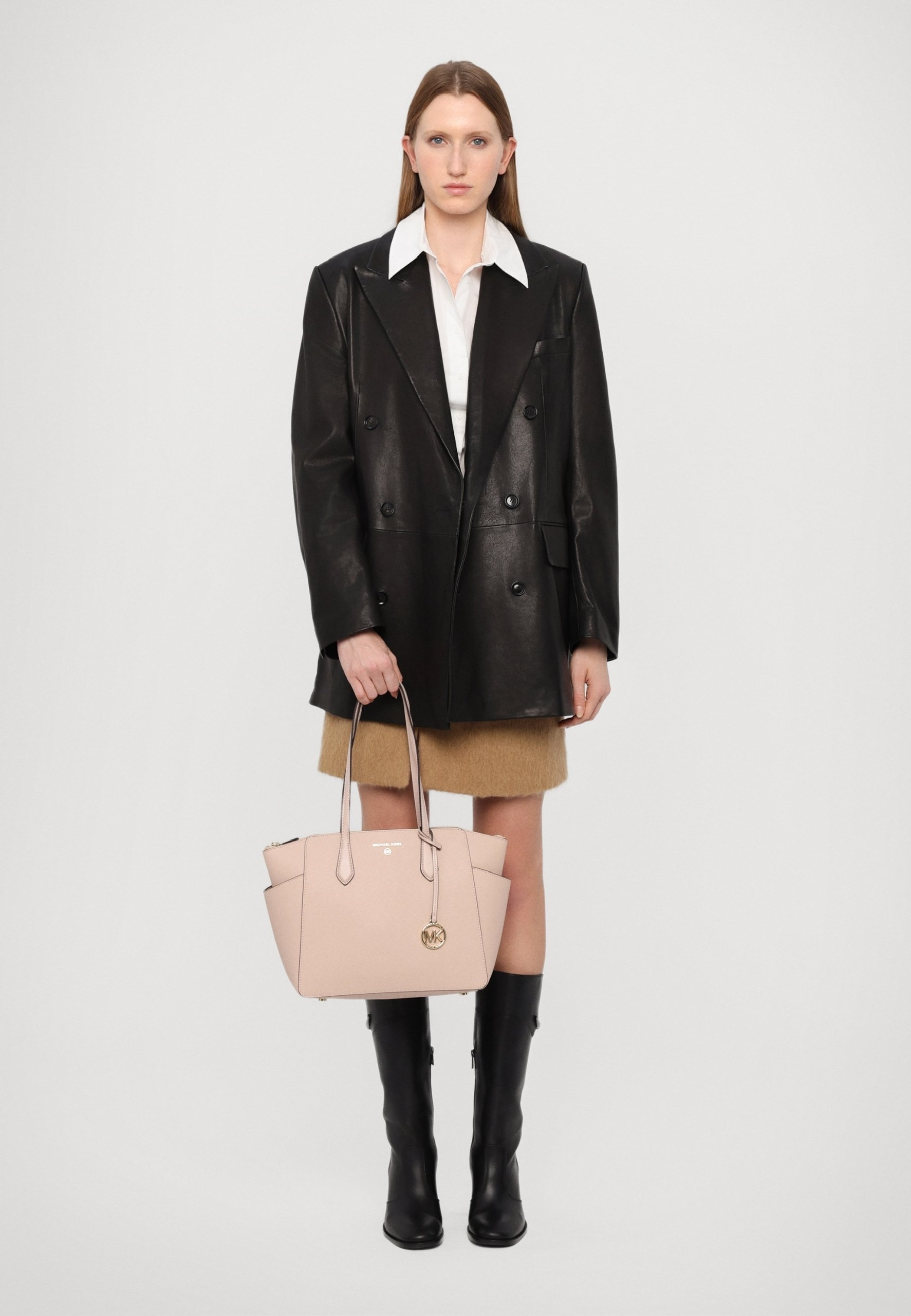 Túi Shopper MK Marilyn hồng logo vàng - 30S2G6AT2L# - KT: 39/29 *25*11
