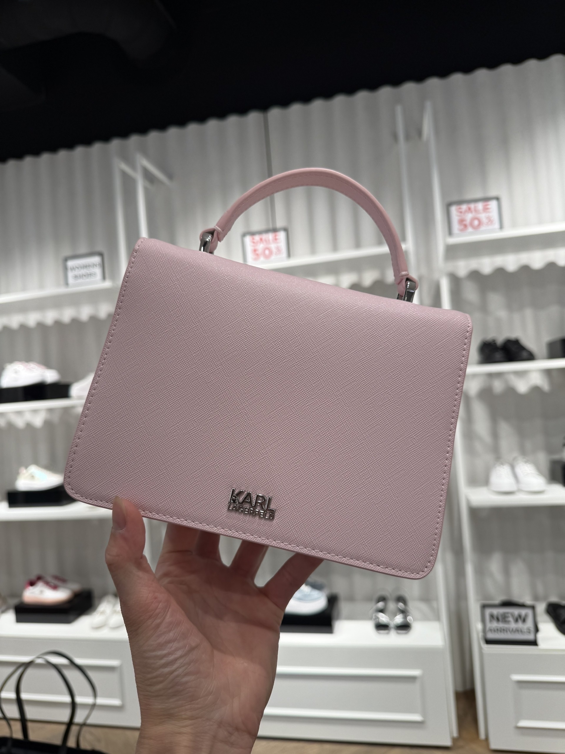 Túi karl tophandle hồng logo ikonik - ARW30006 - 21x15x7.5