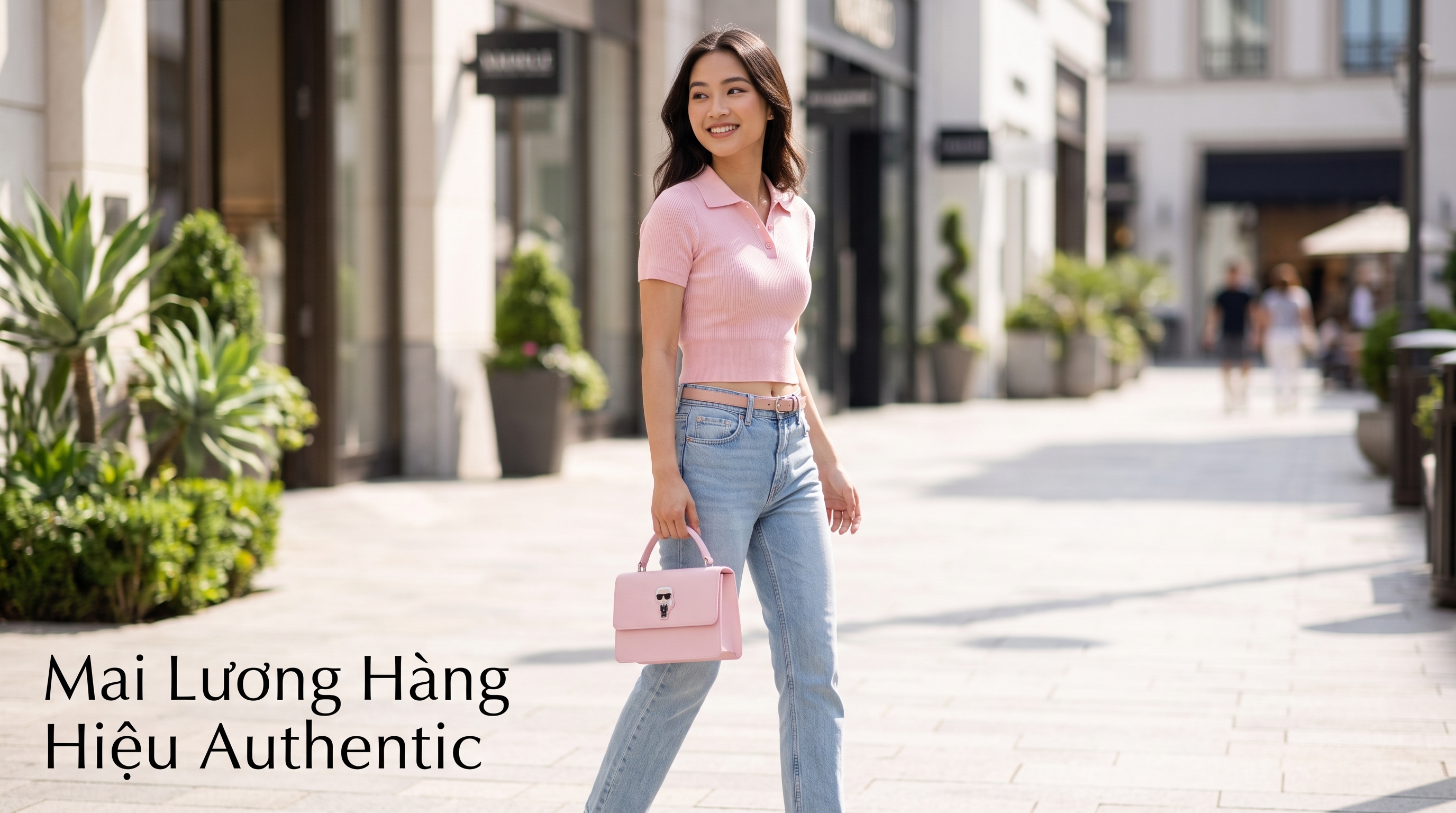 Túi karl tophandle hồng logo ikonik - ARW30006 - 21x15x7.5