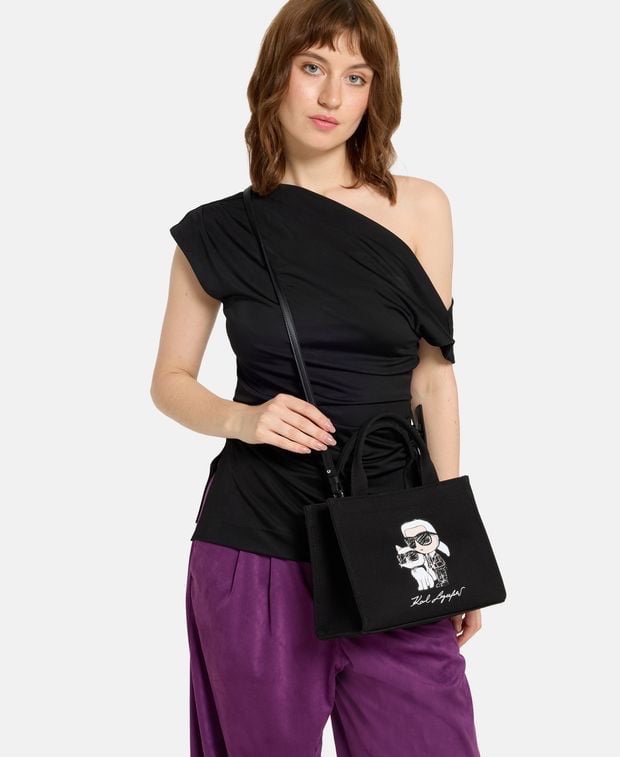 Túi shopper Karl đen logo ikon sketch - BFW30005 (KT: 25 × 19 × 10)