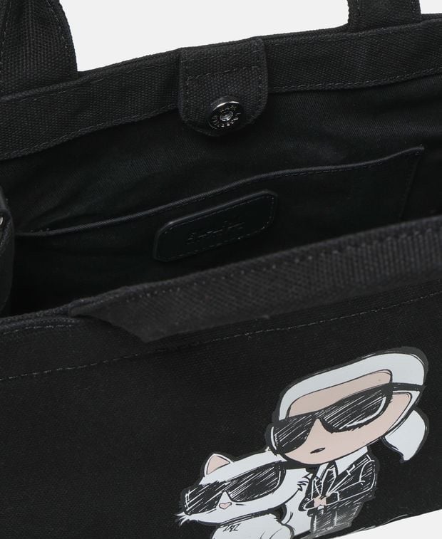Túi shopper Karl đen logo ikon sketch - BFW30005 (KT: 25 × 19 × 10)