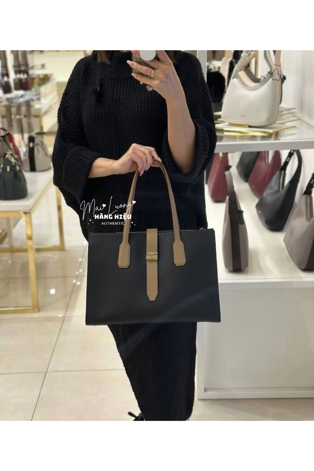 Túi tote Furla Vitello màu đen WB01623 (31x24x10)