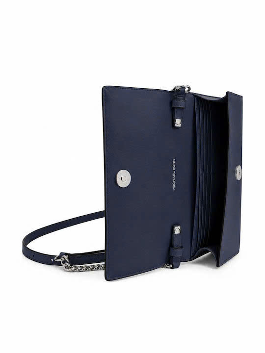Túi wallet MK xanh navy logo bạc - 35S6S2ZC7Y - KT: 21x12x3