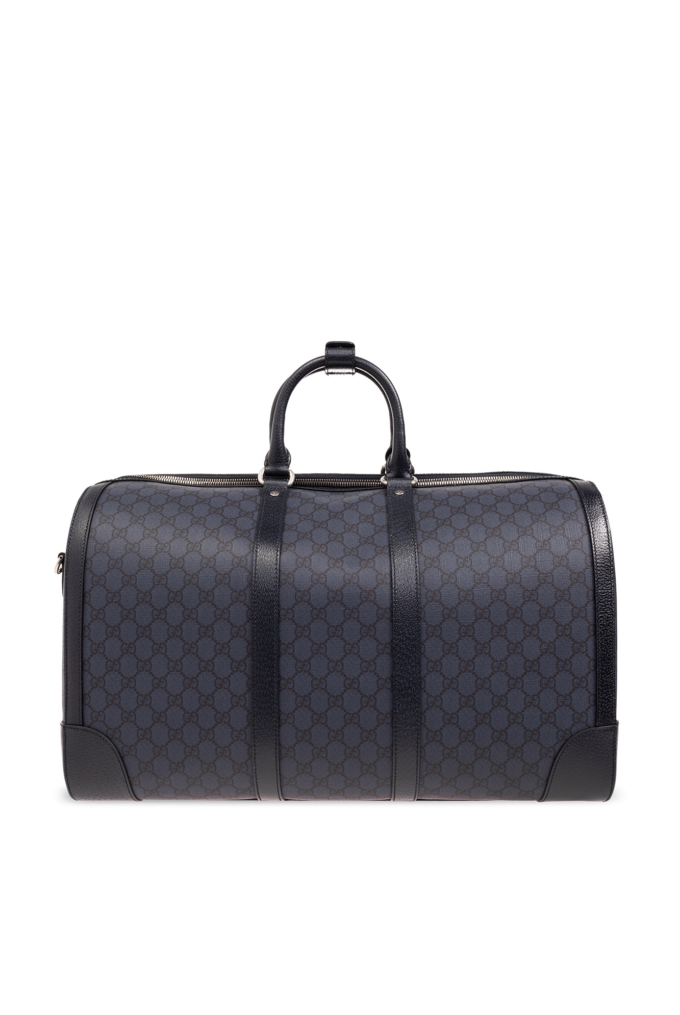 Túi xách tay GG xanh navy logo bạc size Large KT 52x31x28 - SNV - 724612
