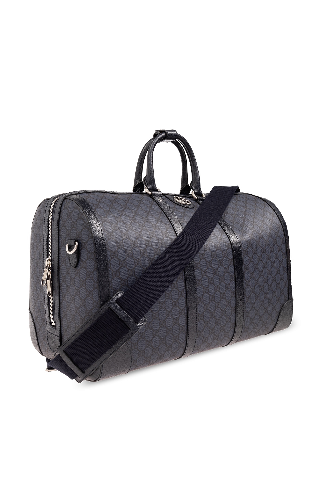 Túi xách tay GG xanh navy logo bạc size Large KT 52x31x28 - SNV - 724612