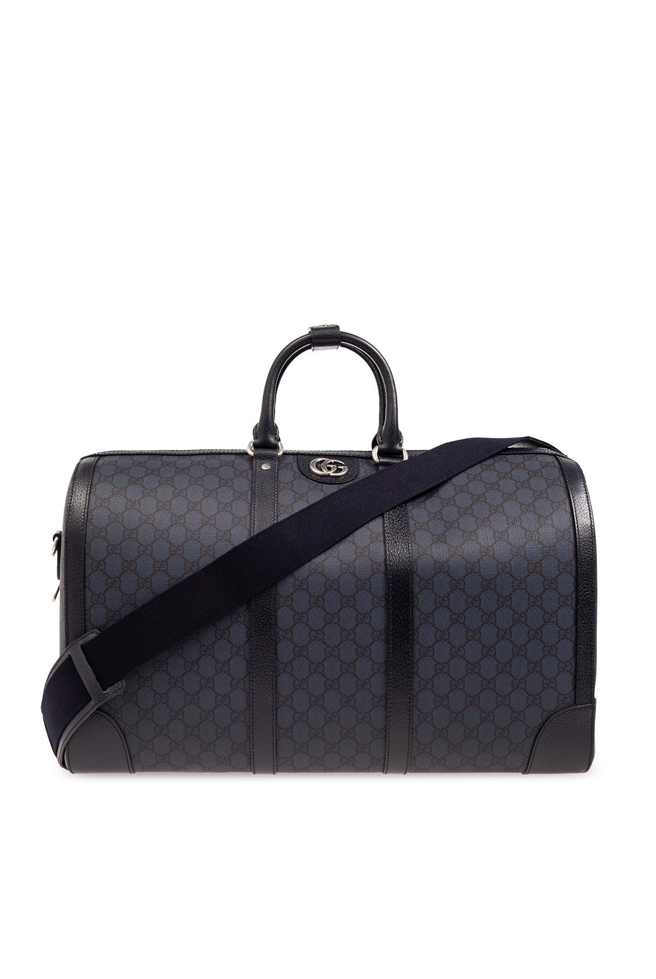 Túi xách tay GG xanh navy logo bạc size Large KT 52x31x28 - SNV - 724612