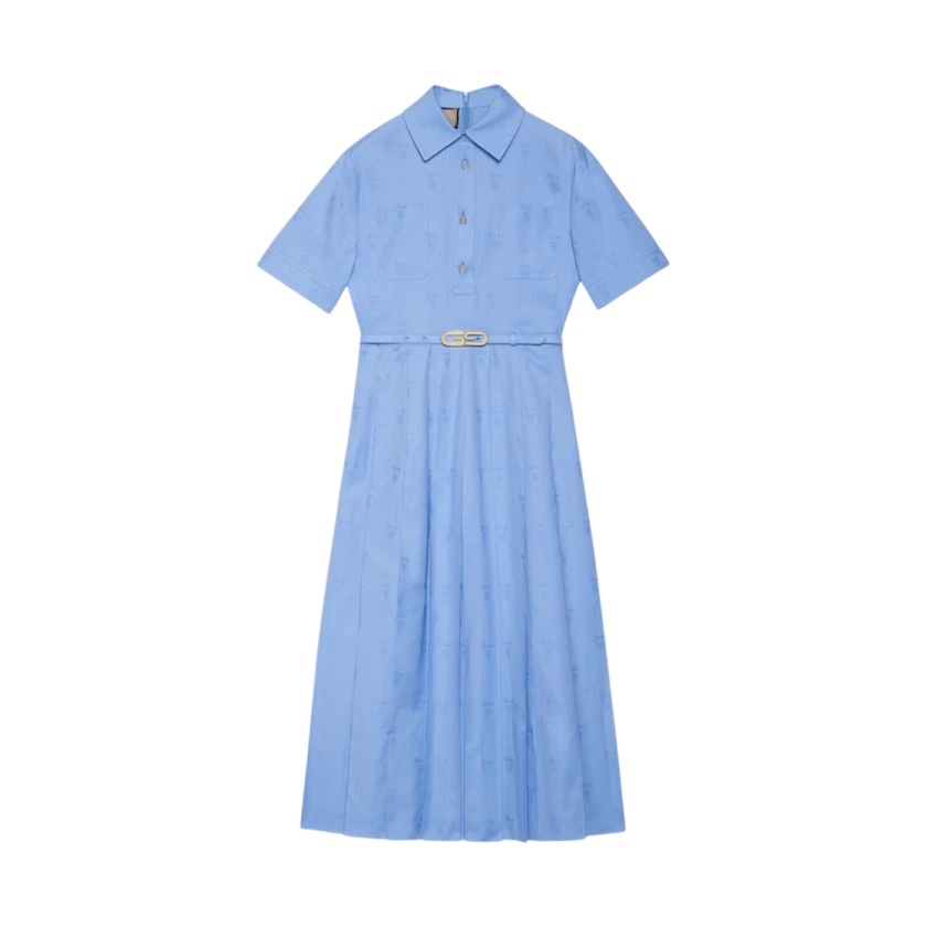 Váy GG dáng dài xanh + belt G lồng vàng - SNV - 776471